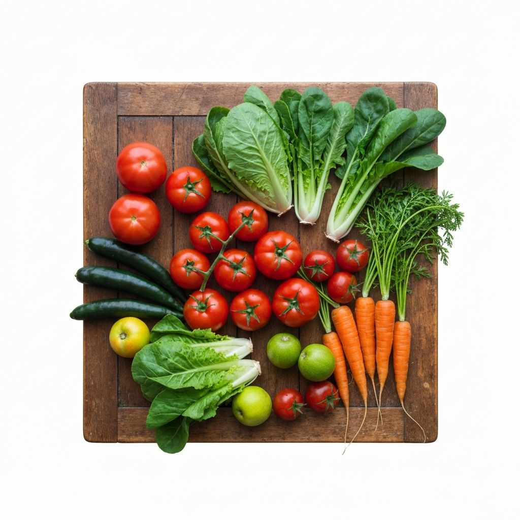 Frische Lebensmittel auf einem Holztisch